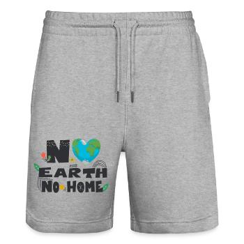 Keine Erde kein Zuhause - Stanley/Stella Unisex Bio Joggingshorts Trainer  - Grau meliert - Vorne - Nik (191cm) & Marisol (170cm)