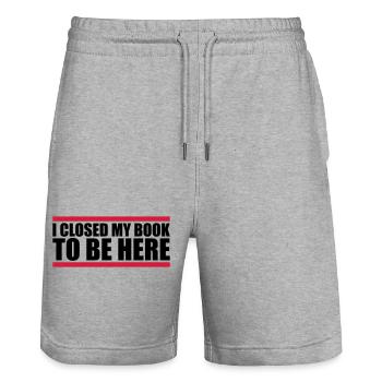 I closed my book - Stanley/Stella Trainer Unisex Organic Jogging Shorts - heather grey - Front - Nik (191cm) & Marisol (170cm)