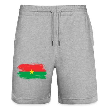 Drapeau du Burkina Faso - Short de jogging bio TRAINER Stanley/Stella unisexe - gris chiné - Devant - Nik (191cm) & Marisol (170cm)