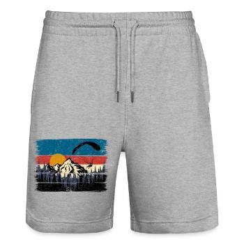 Sunset Summit Paraglide Retro - Stanley/Stella Unisex Bio Joggingshorts Trainer  - Grau meliert - Vorne - Nik (191cm) & Marisol (170cm)
