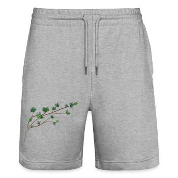 delicately filigree larch branch - Stanley/Stella Trainer Unisex Organic Jogging Shorts - heather grey - Front - Nik (191cm) & Marisol (170cm)
