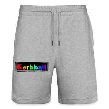 Korbball bunter Schriftzug - Stanley/Stella Unisex Bio Joggingshorts Trainer  - Grau meliert - Vorne - Nik (191cm) & Marisol (170cm)