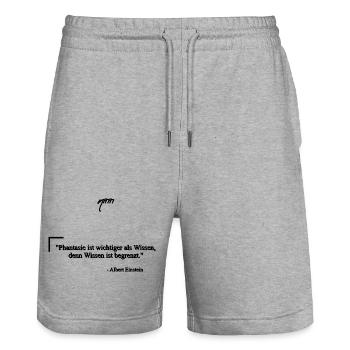 Zitat von Albert E. - Phantasie & Wissen - Stanley/Stella Unisex Bio Joggingshorts Trainer  - Grau meliert - Vorne - Nik (191cm) & Marisol (170cm)
