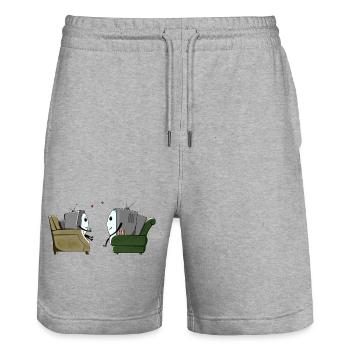 Fernsehen - Stanley/Stella Unisex Bio Joggingshorts Trainer  - Grau meliert - Vorne - Nik (191cm) & Marisol (170cm)