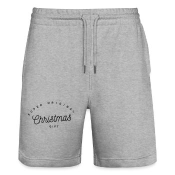 Cadeau de Noël Super Original | Texte de fête drôle - Short de jogging bio TRAINER Stanley/Stella unisexe - gris chiné - Devant - Nik (191cm) & Marisol (170cm)