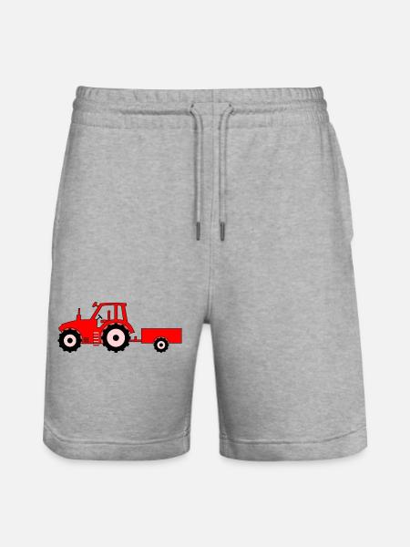 Tractor with trailer red - Stanley/Stella Trainer Unisex Organic Jogging Shorts - heather grey