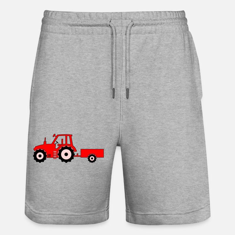 Tracteur avec remorque rouge - Short de jogging bio TRAINER Stanley/Stella unisexe - gris chiné