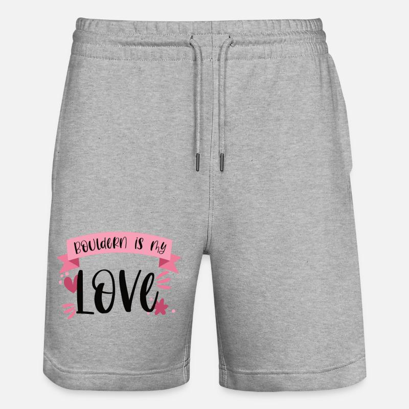 Bouldern Klettern Boulderin Berge Geschenk - Stanley/Stella Unisex Bio Joggingshorts Trainer  - Grau meliert