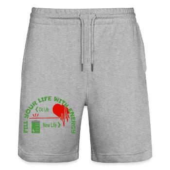Füll dein Leben mit Energie - Stanley/Stella Unisex Bio Joggingshorts Trainer  - Grau meliert - Vorne - Nik (191cm) & Marisol (170cm)