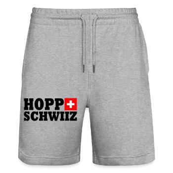 Hopp schwiiz - Short de jogging bio TRAINER Stanley/Stella unisexe - gris chiné - Devant - Nik (191cm) & Marisol (170cm)