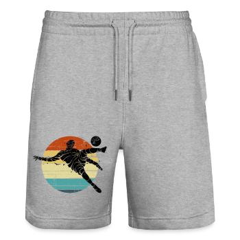 Retro Runner Sunset Circle - Stanley/Stella Trainer Unisex Organic Jogging Shorts - heather grey - Front - Nik (191cm) & Marisol (170cm)