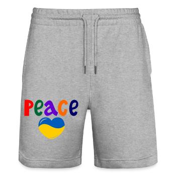 Paix du cœur pour l’Ukraine colorée Paix - Short de jogging bio TRAINER Stanley/Stella unisexe - gris chiné - Devant - Nik (191cm) & Marisol (170cm)