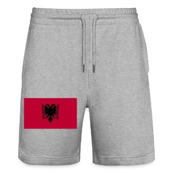 Albanien National Flagge - Stanley/Stella Unisex Bio Joggingshorts Trainer  - Grau meliert - Vorne - Nik (191cm) & Marisol (170cm)