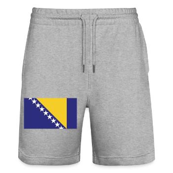Drapeau national de Bosnie H - Short de jogging bio TRAINER Stanley/Stella unisexe - gris chiné - Devant - Nik (191cm) & Marisol (170cm)