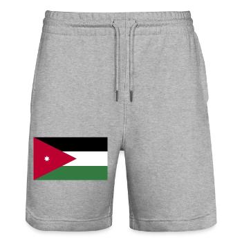 Drapeau national de la Jordanie - Short de jogging bio TRAINER Stanley/Stella unisexe - gris chiné - Devant - Nik (191cm) & Marisol (170cm)
