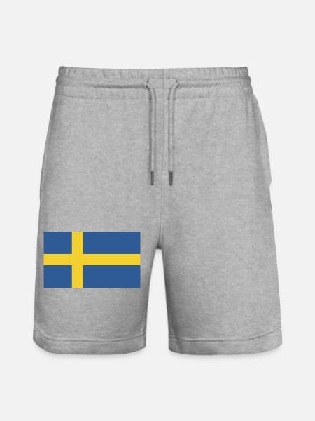 Sweden National Flag - Stanley/Stella Trainer Unisex Organic Jogging Shorts - heather grey