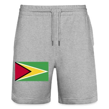 Drapeau national du Guyana - Short de jogging bio TRAINER Stanley/Stella unisexe - gris chiné - Devant - Nik (191cm) & Marisol (170cm)