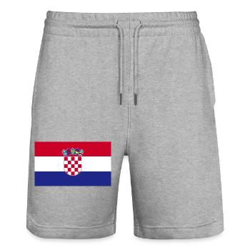 Croatia: Flags to fall in love with! - Stanley/Stella Trainer Unisex Organic Jogging Shorts - heather grey - Front - Nik (191cm) & Marisol (170cm)