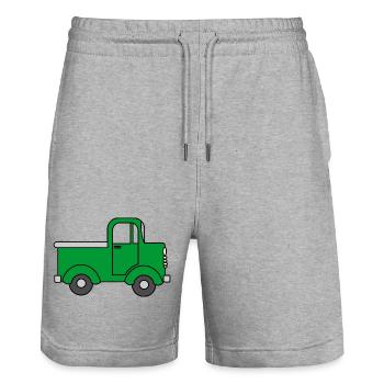 Camion vert joyeux, voiture jouet - Short de jogging bio TRAINER Stanley/Stella unisexe - gris chiné - Devant - Nik (191cm) & Marisol (170cm)