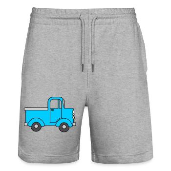 Fröhlicher LKW blau, Spielzeugauto wie lo - Stanley/Stella Unisex Bio Joggingshorts Trainer  - Grau meliert - Vorne - Nik (191cm) & Marisol (170cm)