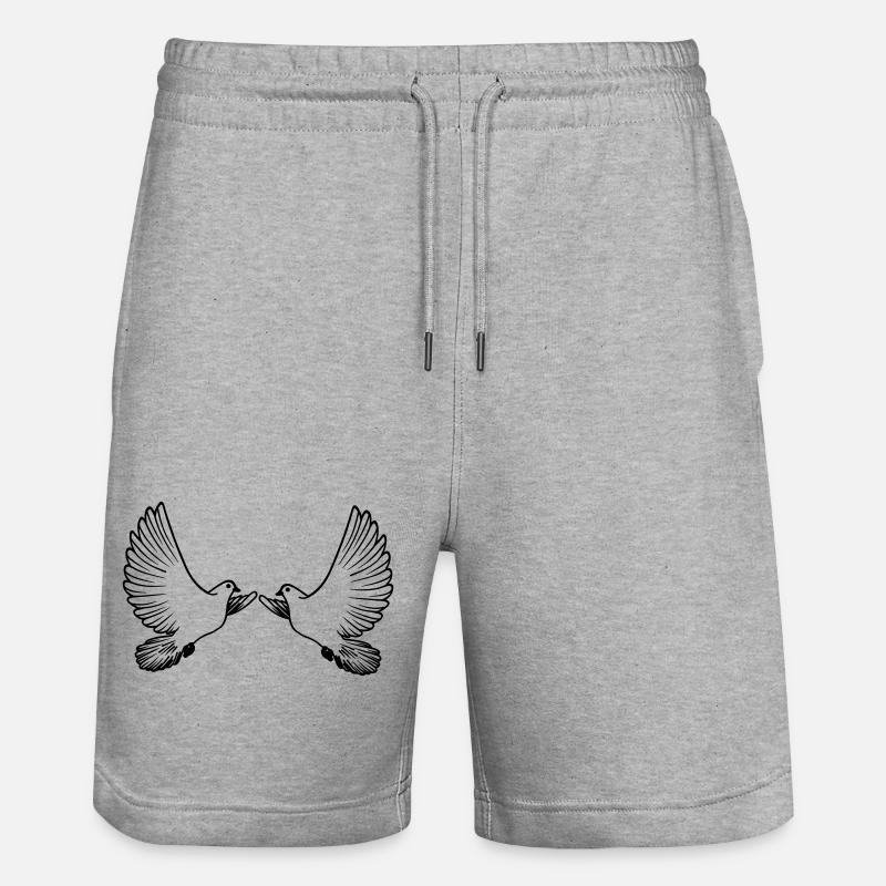 Zwei Tauben transparent - Stanley/Stella Unisex Bio Joggingshorts Trainer  - Grau meliert