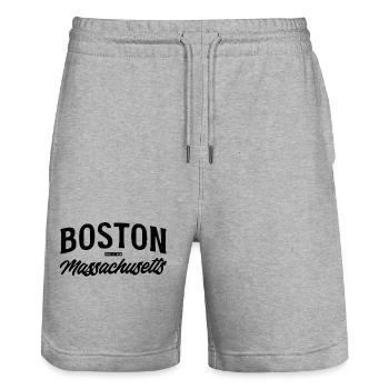 Boston Massachusetts Design mit Gründungsjahr - Stanley/Stella Unisex Bio Joggingshorts Trainer  - Grau meliert - Vorne - Nik (191cm) & Marisol (170cm)