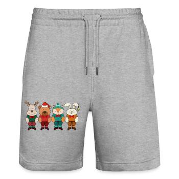 Entzückende Tiere bereit für den Winter - Stanley/Stella Unisex Bio Joggingshorts Trainer  - Grau meliert - Vorne - Nik (191cm) & Marisol (170cm)