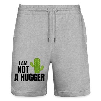 i am not a hugger, hug, cactus - Short de jogging bio TRAINER Stanley/Stella unisexe - gris chiné - Devant - Nik (191cm) & Marisol (170cm)