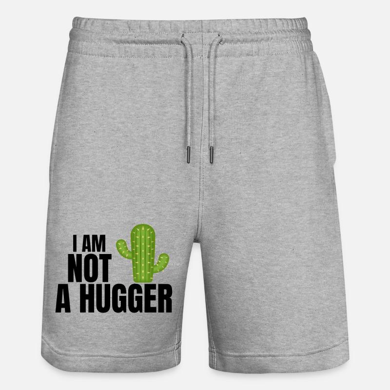 Ich bin kein Umarmer, Umarmer, Kaktus - Stanley/Stella Unisex Bio Joggingshorts Trainer  - Grau meliert
