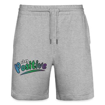 Restez positif - Short de jogging bio TRAINER Stanley/Stella unisexe - gris chiné - Devant - Nik (191cm) & Marisol (170cm)