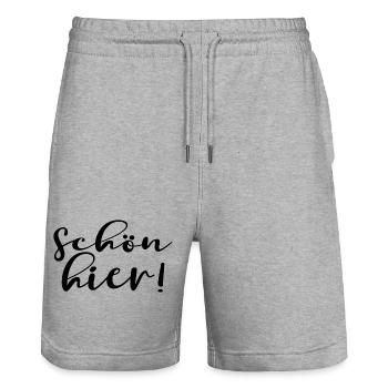 SCHÖN HIER - Stanley/Stella Unisex Bio Joggingshorts Trainer  - Grau meliert - Vorne - Nik (191cm) & Marisol (170cm)