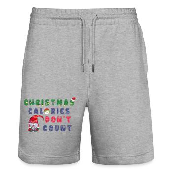 Festive Christmas Calories Don't Count T-shirt - Stanley/Stella Trainer Unisex Organic Jogging Shorts - heather grey - Front - Nik (191cm) & Marisol (170cm)