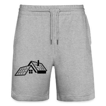 Haus mit Sonnenkollektoren transparentes Logo - Stanley/Stella Unisex Bio Joggingshorts Trainer  - Grau meliert - Vorne - Nik (191cm) & Marisol (170cm)