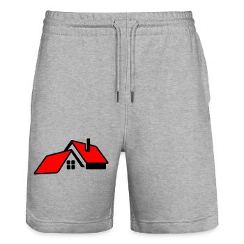 Maison avec logo de toit rouge - Short de jogging bio TRAINER Stanley/Stella unisexe - gris chiné - Devant - Nik (191cm) & Marisol (170cm)
