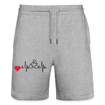 Moto Motocross Motocycliste Cadeau Cyclomoteur - Short de jogging bio TRAINER Stanley/Stella unisexe - gris chiné - Devant - Nik (191cm) & Marisol (170cm)