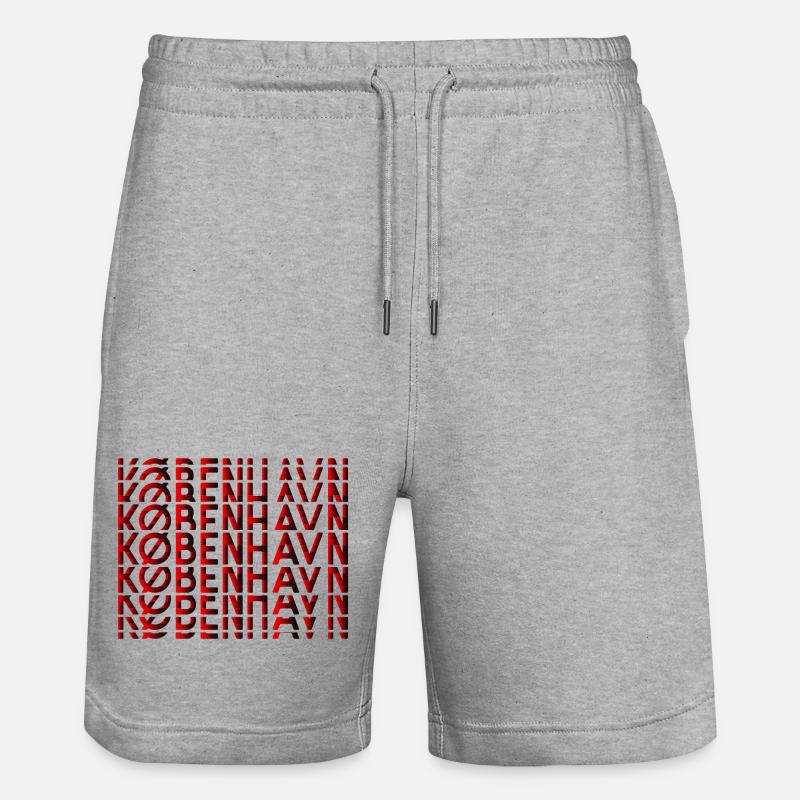 Copenhagen Neon Typography Pattern - Stanley/Stella Trainer Unisex Organic Jogging Shorts - heather grey