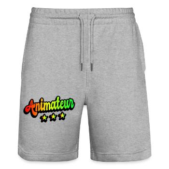 Animateur Regenbogen Design - Stanley/Stella Unisex Bio Joggingshorts Trainer  - Grau meliert - Vorne - Nik (191cm) & Marisol (170cm)