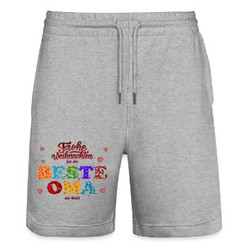 Frohe Weihnachten für die Beste Oma - XMAS Danke - Stanley/Stella Unisex Bio Joggingshorts Trainer  - Grau meliert - Vorne - Nik (191cm) & Marisol (170cm)