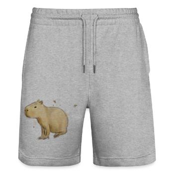 Capybara - Stanley/Stella Unisex Bio Joggingshorts Trainer  - Grau meliert - Vorne - Nik (191cm) & Marisol (170cm)