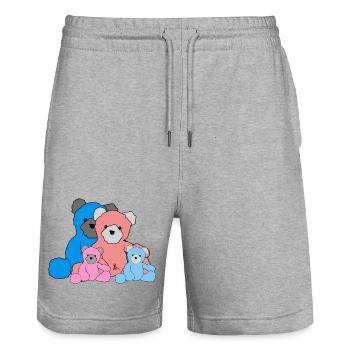 Teddy family - Stanley/Stella Trainer Unisex Organic Jogging Shorts - heather grey - Front - Nik (191cm) & Marisol (170cm)