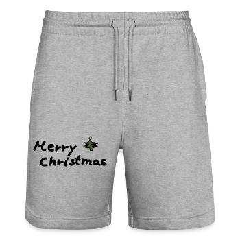 Merry Christmas Weihnachten - Stanley/Stella Trainer Unisex Organic Jogging Shorts - heather grey - Front - Nik (191cm) & Marisol (170cm)