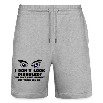 Don't I look disabled enough? * - Stanley/Stella Trainer Unisex Organic Jogging Shorts - heather grey - Front - Nik (191cm) & Marisol (170cm)