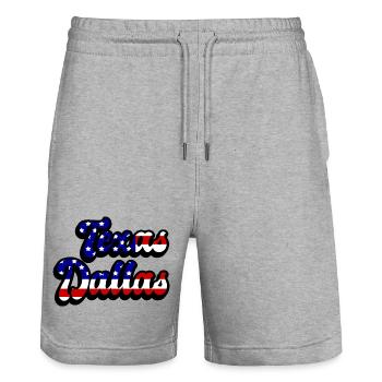 Design du drapeau de Dallas, Texas, États-Unis - Short de jogging bio TRAINER Stanley/Stella unisexe - gris chiné - Devant - Nik (191cm) & Marisol (170cm)