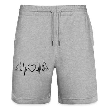 Motorrad Mofa Motorcross Geschenk Motorradfahrer - Stanley/Stella Unisex Bio Joggingshorts Trainer  - Grau meliert - Vorne - Nik (191cm) & Marisol (170cm)