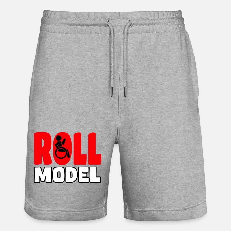 Jeder Rollstuhlfahrer ist ein Rollenmodell* - Stanley/Stella Unisex Bio Joggingshorts Trainer - Grau meliert