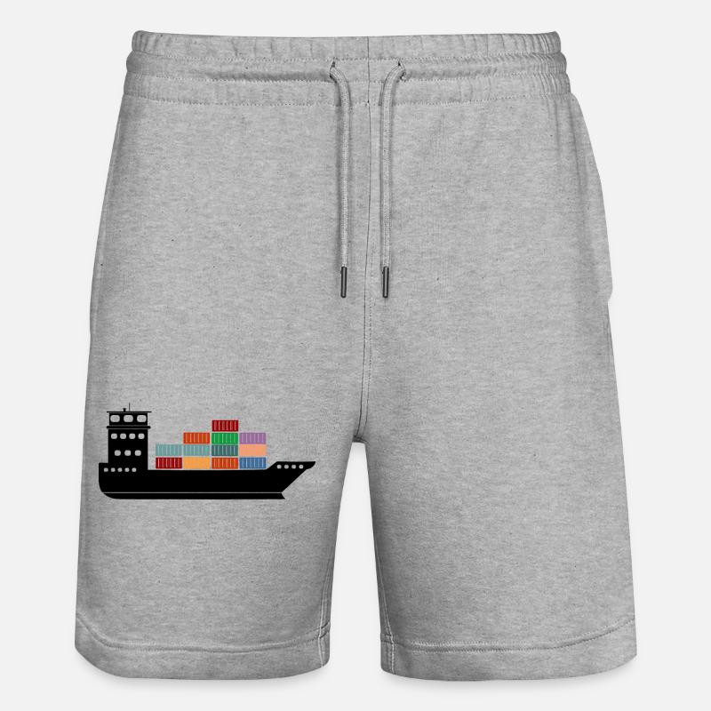 Seecontainerschiff oder Boot mit Containern - Stanley/Stella Unisex Bio Joggingshorts Trainer  - Grau meliert