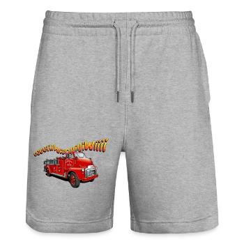 Lustiges Feuerwehrauto - Stanley/Stella Unisex Bio Joggingshorts Trainer  - Grau meliert - Vorne - Nik (191cm) & Marisol (170cm)