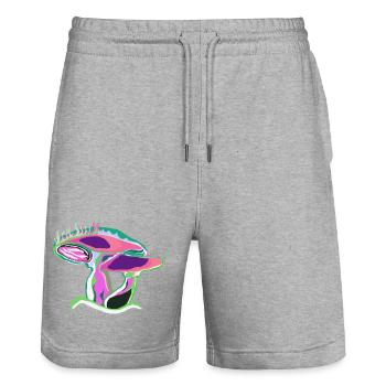 Neon Pilz Farbkunst - Stanley/Stella Unisex Bio Joggingshorts Trainer  - Grau meliert - Vorne - Nik (191cm) & Marisol (170cm)
