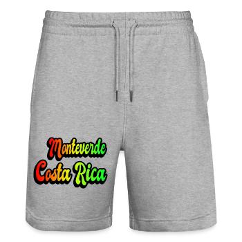 Monteverde Costa Rica rainbow design - Stanley/Stella Trainer Unisex Organic Jogging Shorts - heather grey - Front - Nik (191cm) & Marisol (170cm)