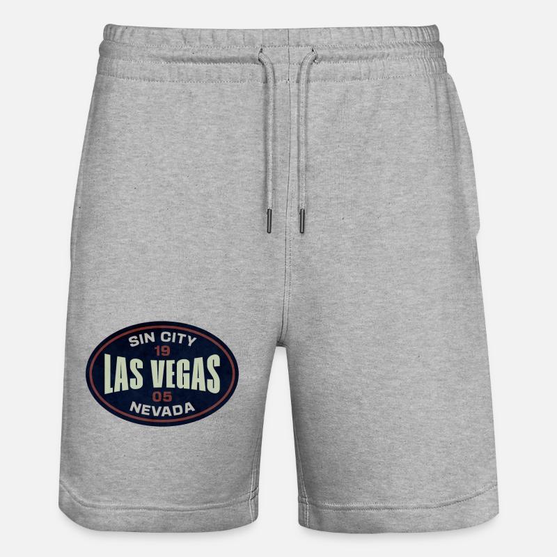 Bouclier rond néon de Las Vegas - Short de jogging bio TRAINER Stanley/Stella unisexe - gris chiné